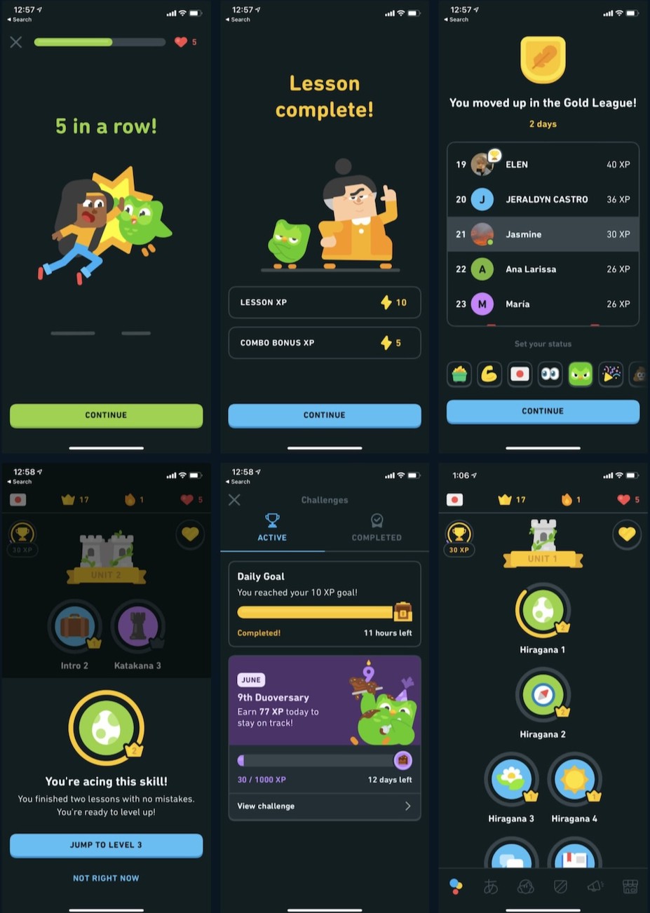 Duolingo — gamification, streaks, and level progression