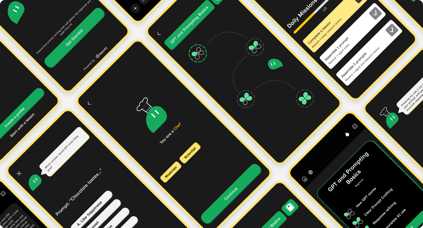 Cleverly app screens — UI collage
