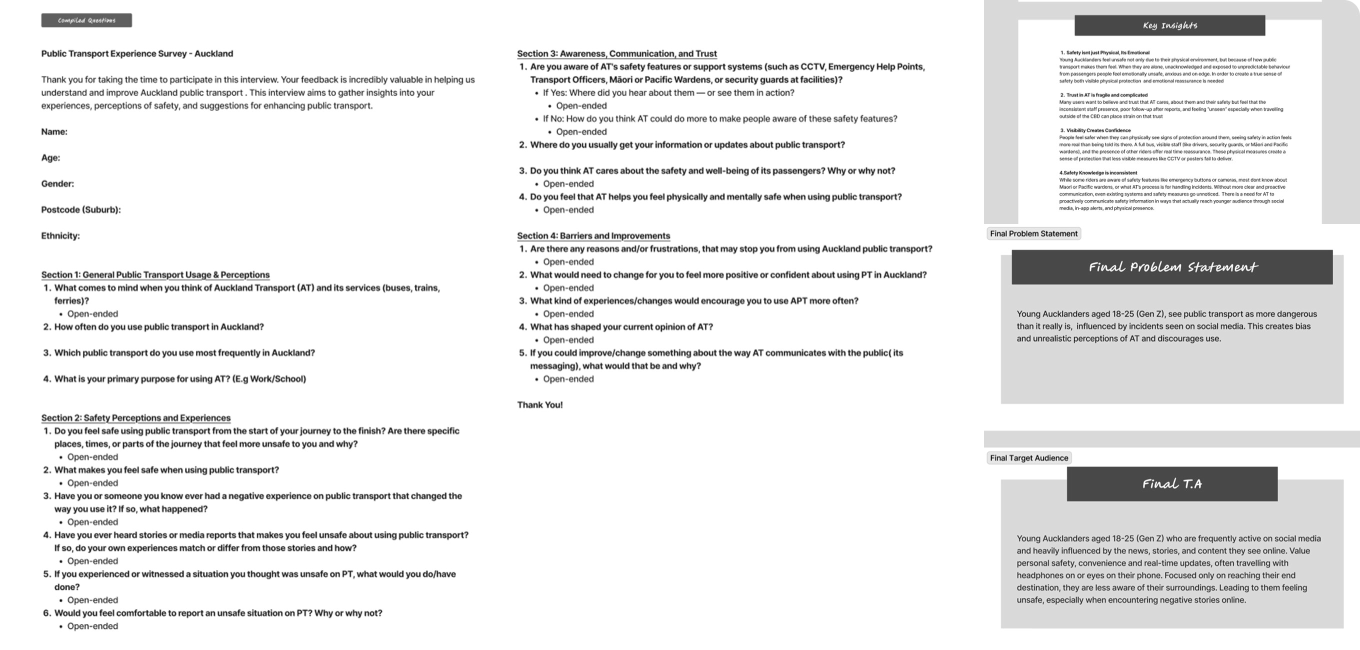 Research board — Auckland Transport interviews and insights